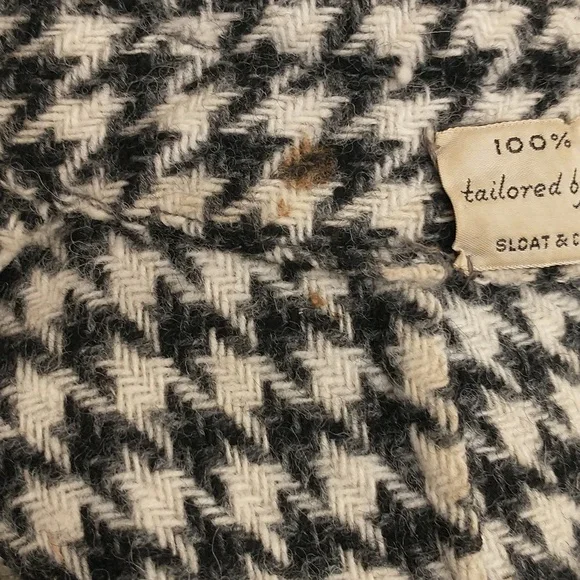 Vintage 60s Wool Dress Houndstooth Check Black & White Classy Midi SeeMeasure - Picture 13 of 16